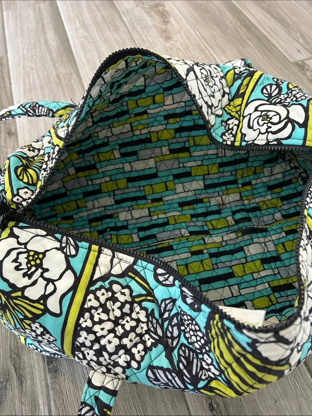 Vera Bradley Floral Quilted Tote Bag - Blue, Green & White